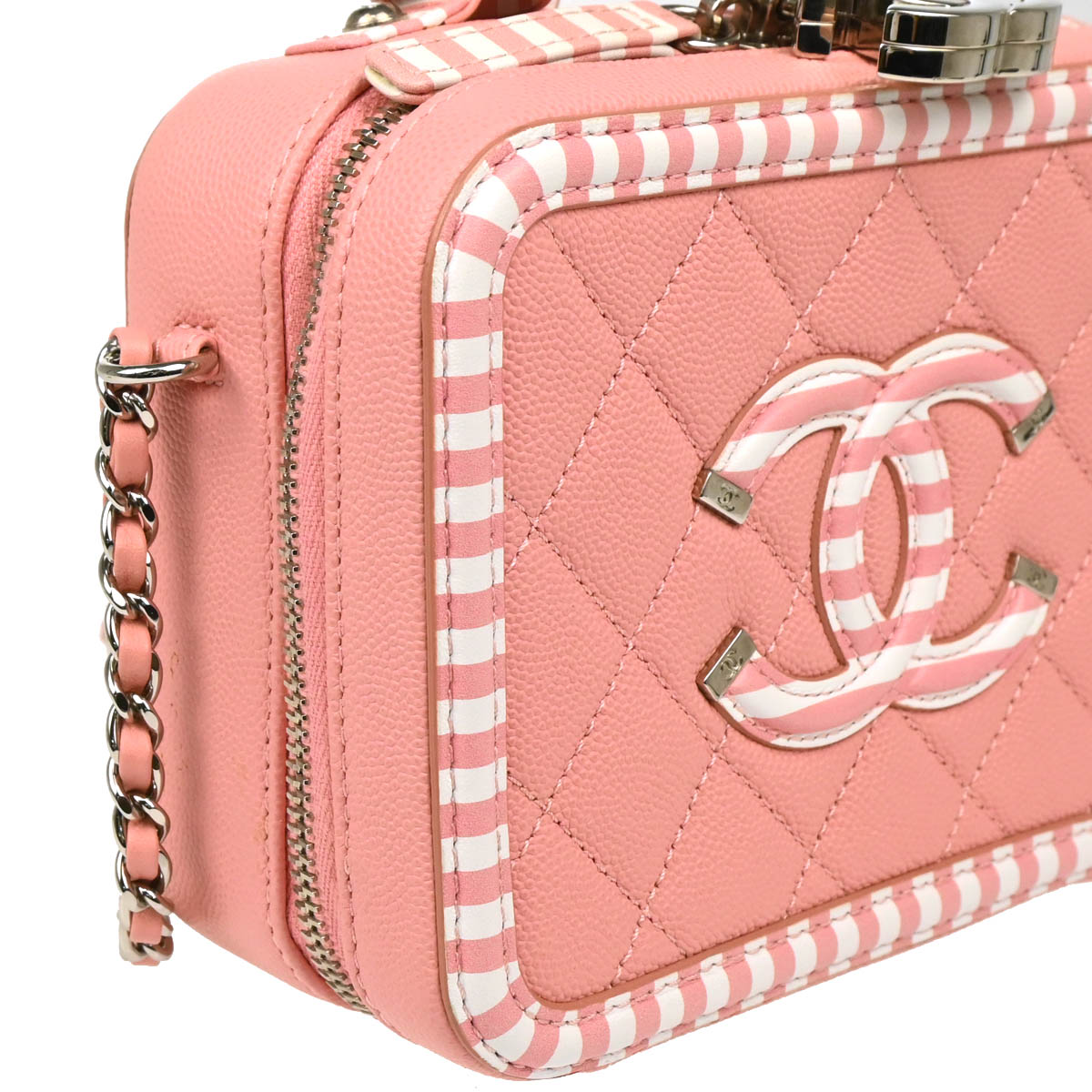 Chanel 2019 Pink Caviar Filigree 2way Shoulder Vanity Handbag