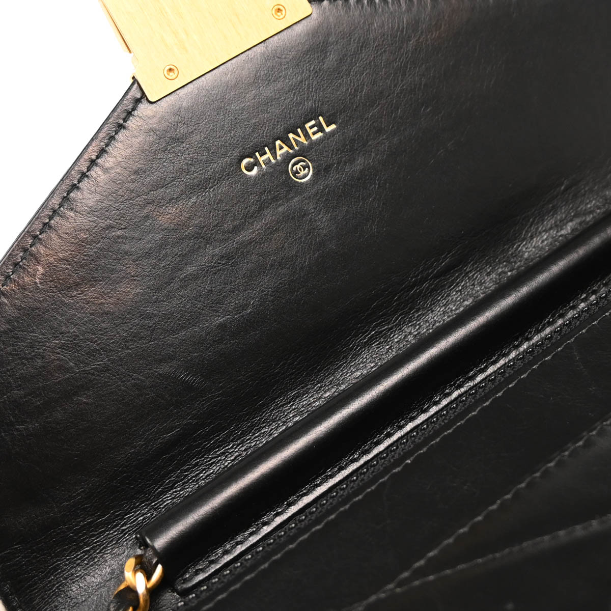 Chanel 2018-2019 Black Lambskin Chevron Medal Flap WOC Shoulder Wallet Bag