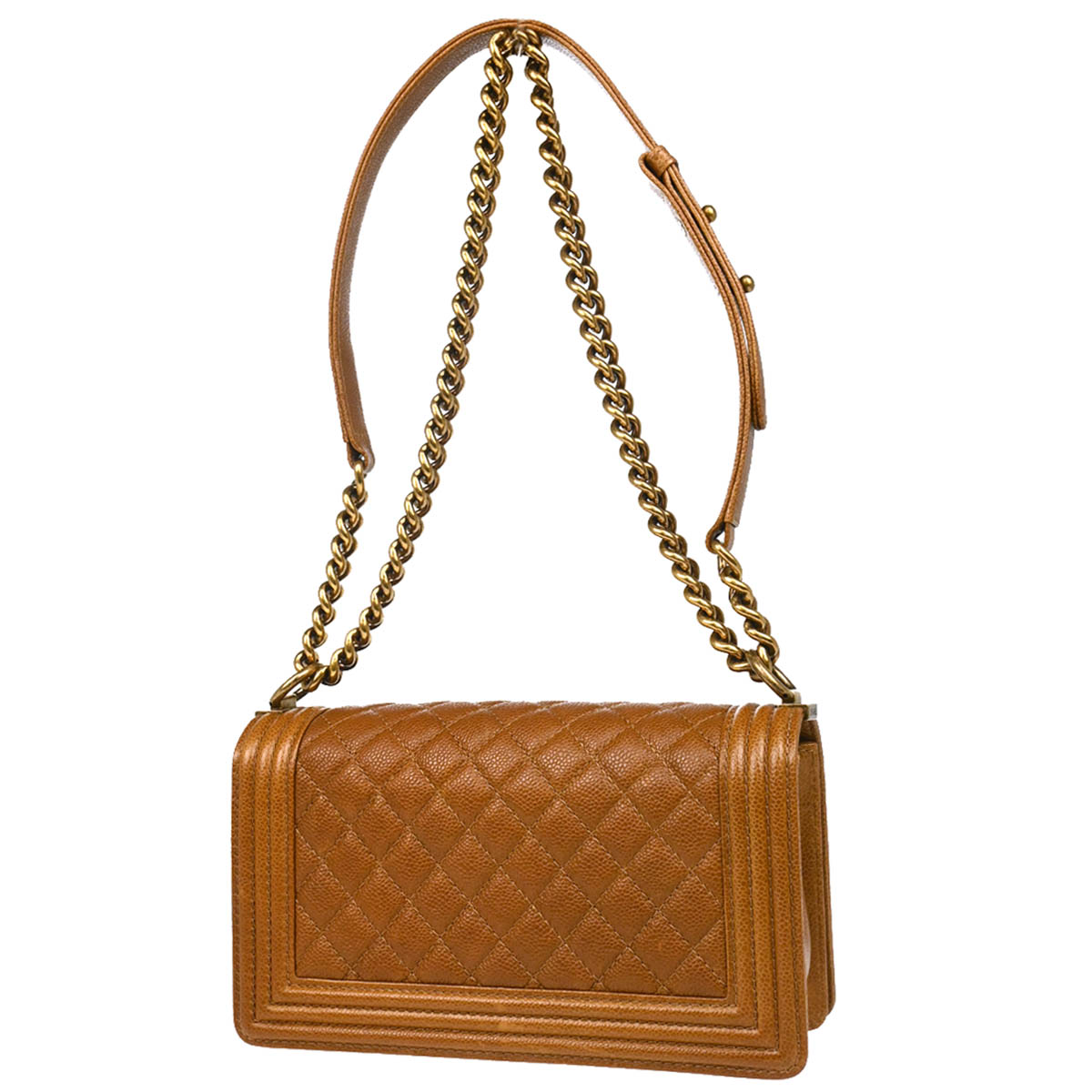 Boy Chanel 2014-2015 Brown Caviar Medium Chain Shoulder Bag