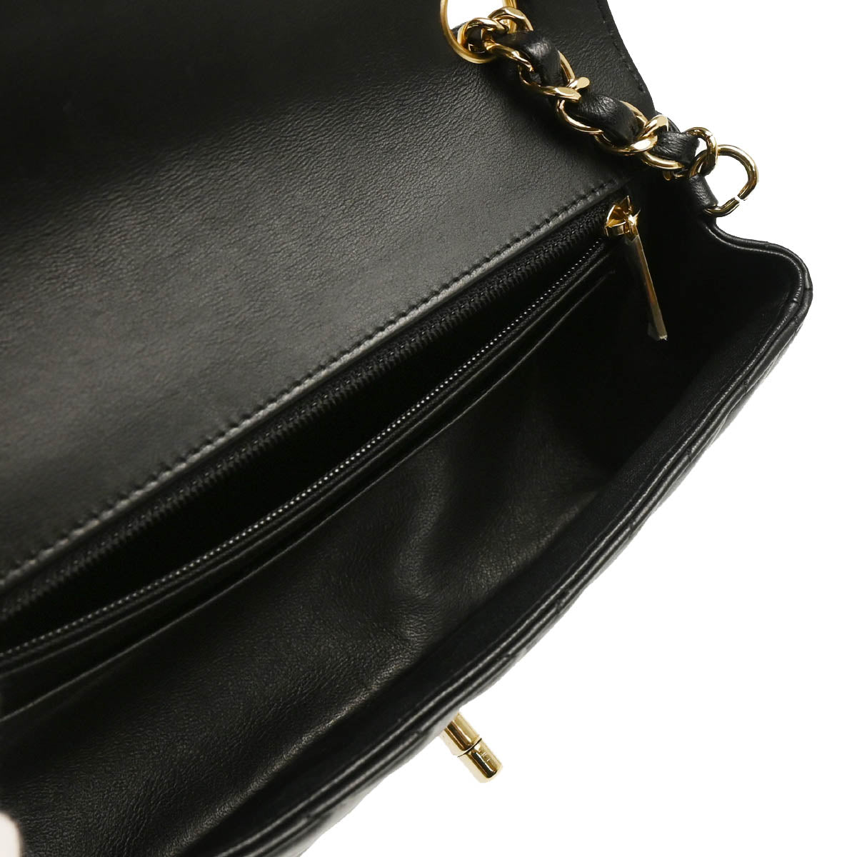 Chanel 2018-2019 Black Lambskin Chevron Shoulder Bag