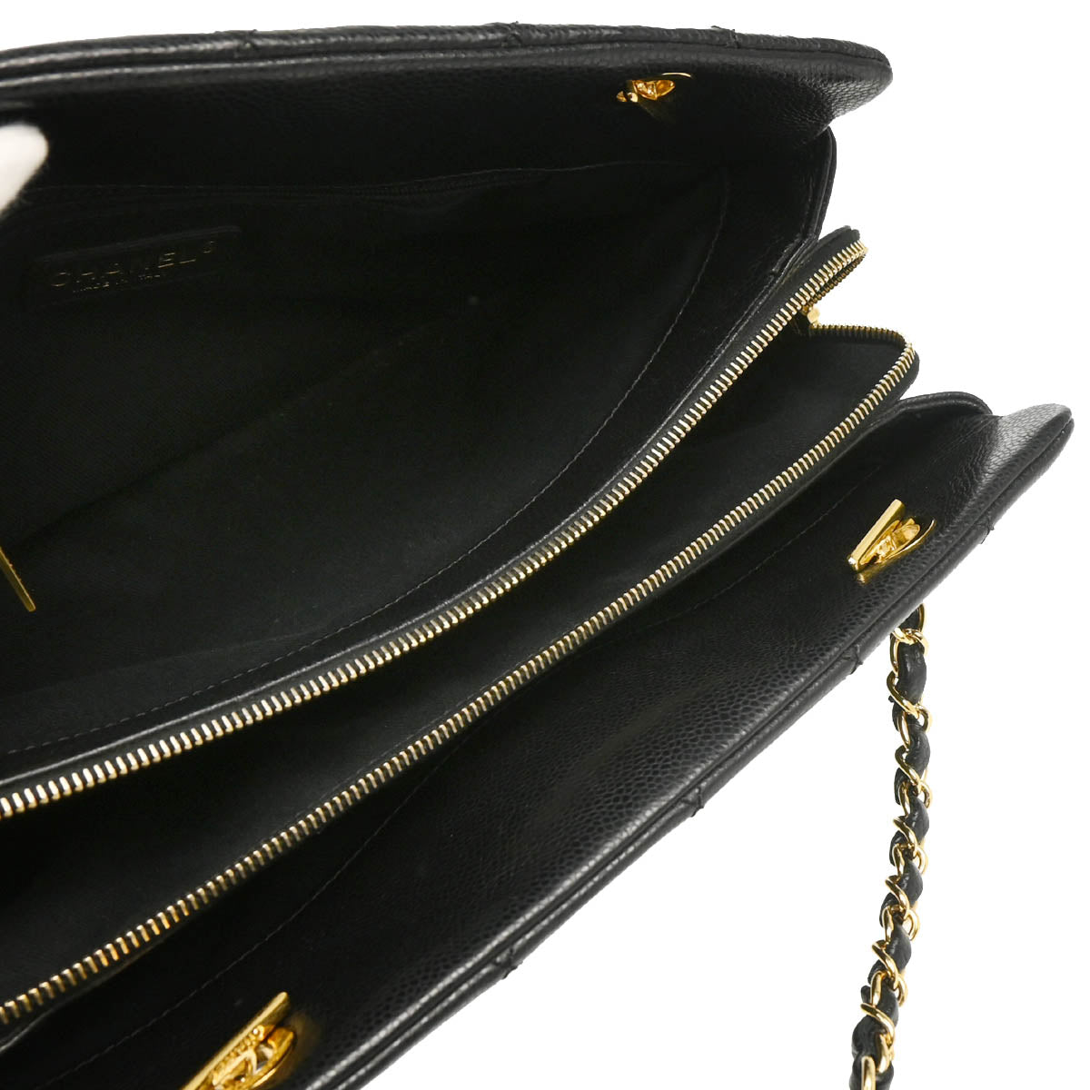 Chanel 2013-2014 Black Caviar Timeless CC Chain Tote Bag