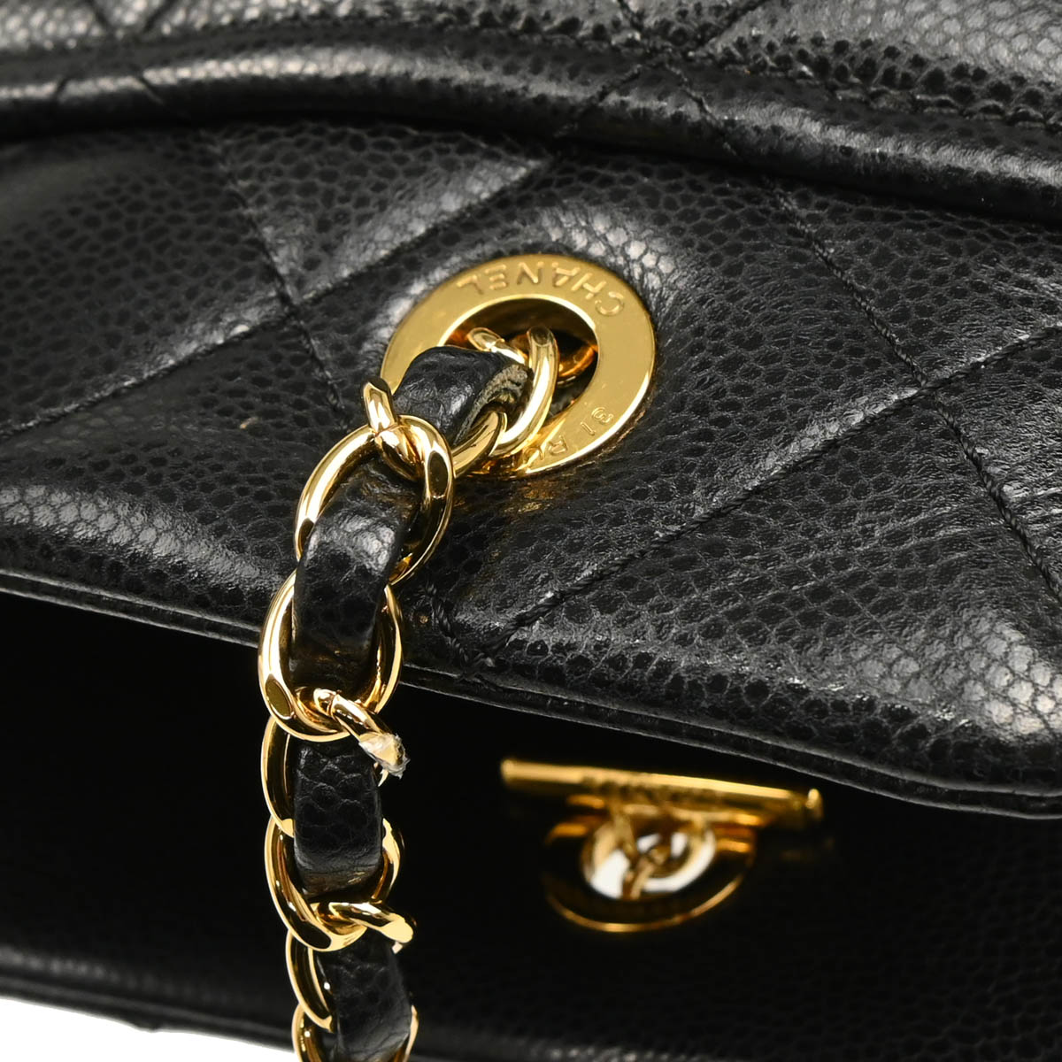 Chanel 2013-2014 Black Caviar Timeless CC Chain Tote Bag