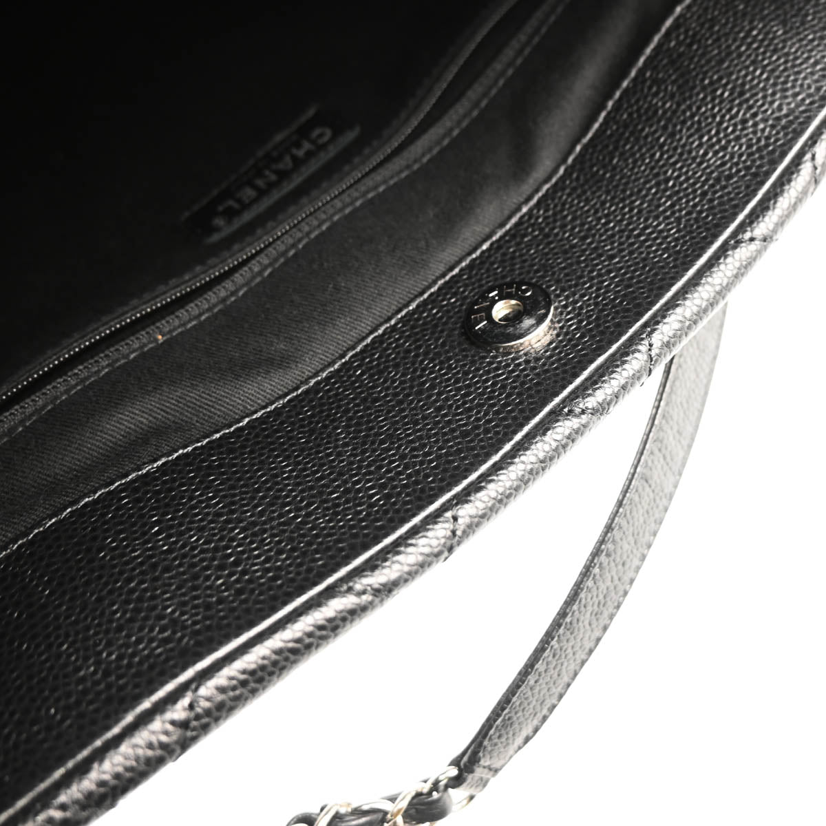 Chanel 2012-2013 Black Caviar Chain Tote Handbag