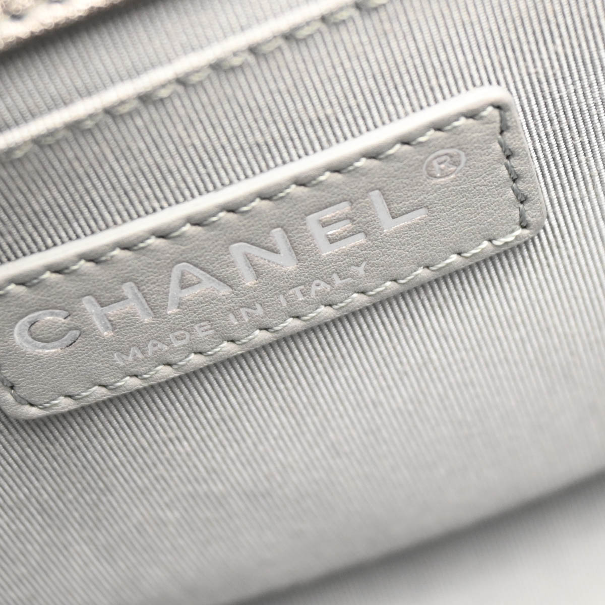 Boy Chanel 2013-2014 Silver Perforated Lambskin Medium Chain Shoulder Bag