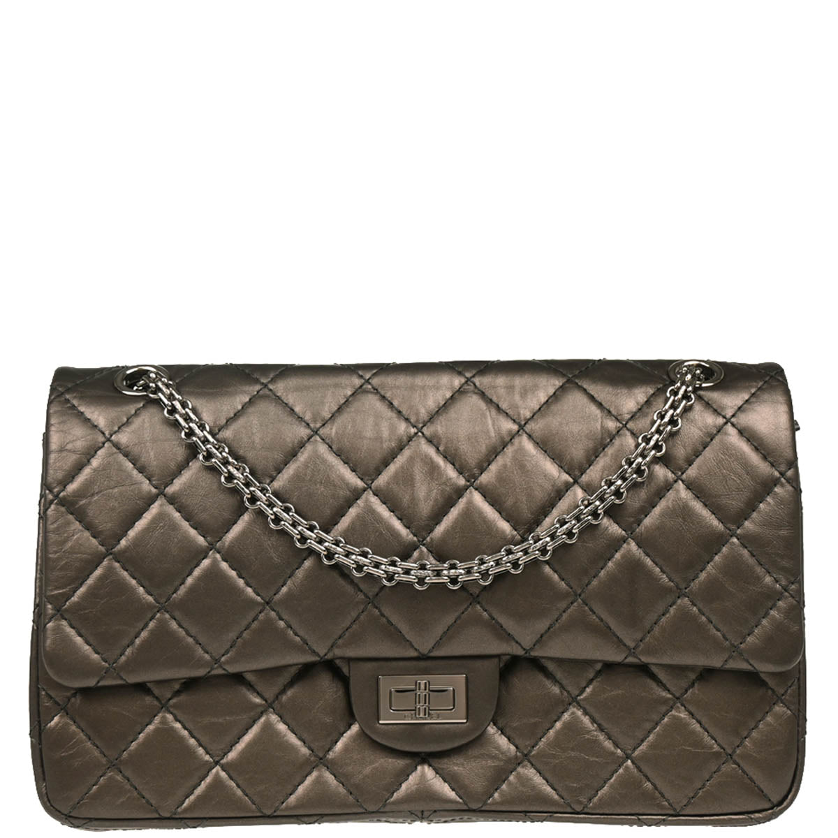 Chanel 2011 Brown Lambskin 2.55 Double Flap Shoulder Bag