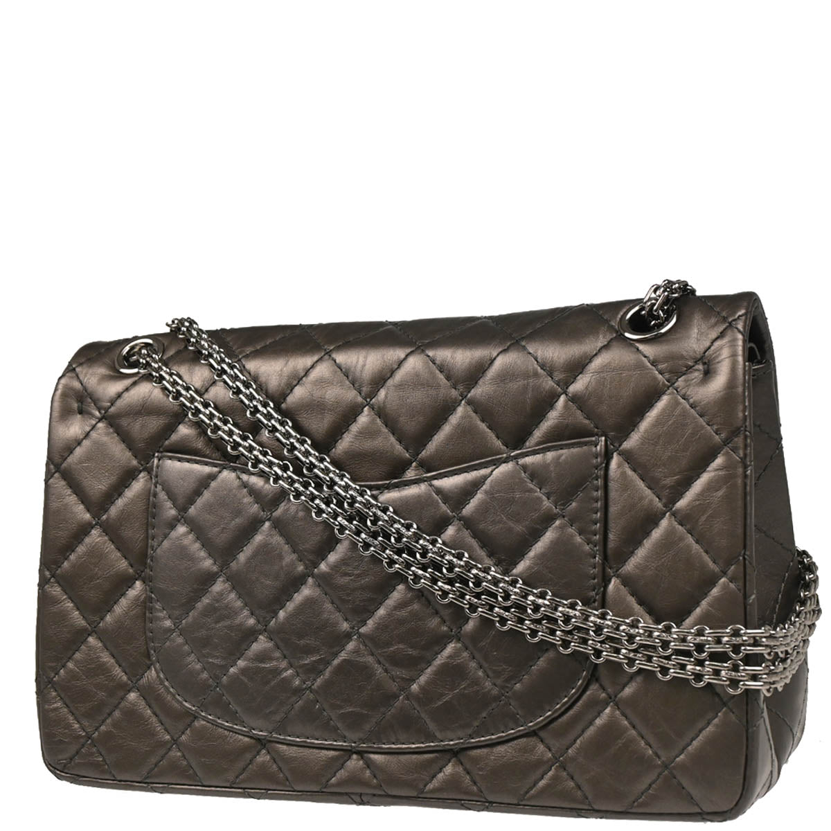 Chanel 2011 Brown Lambskin 2.55 Double Flap Shoulder Bag