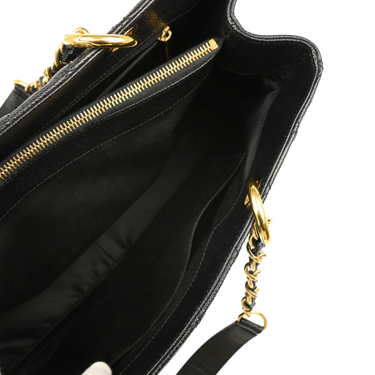 Chanel 2013-2014 Black Caviar Grand Shopping Tote GST Chain Handbag