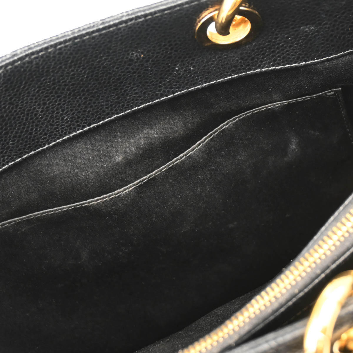 Chanel 2013-2014 Black Caviar Grand Shopping Tote GST Chain Handbag