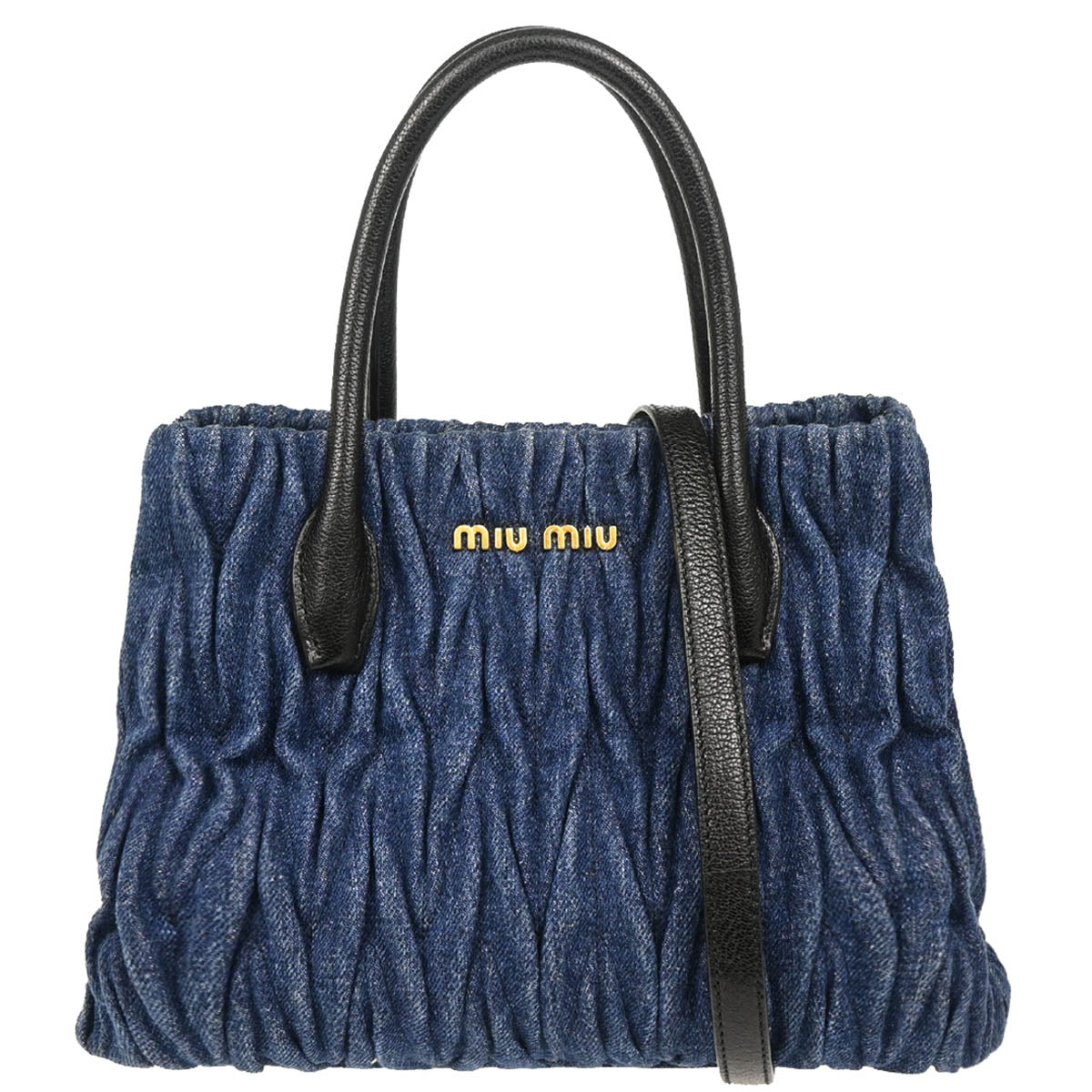 Miu Miu Blue Denim Matelasse 2way Handbag