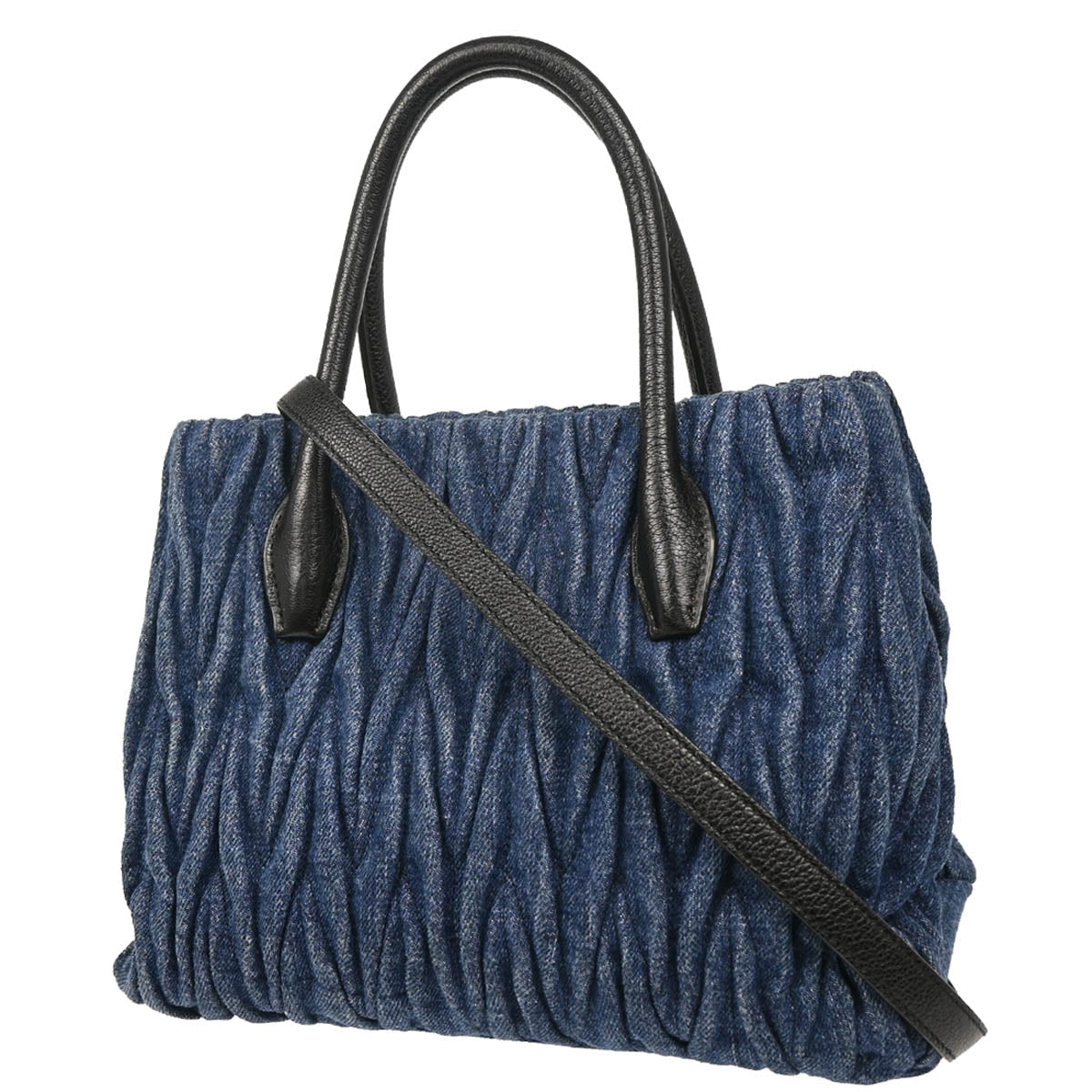 Miu Miu Blue Denim Matelasse 2way Handbag