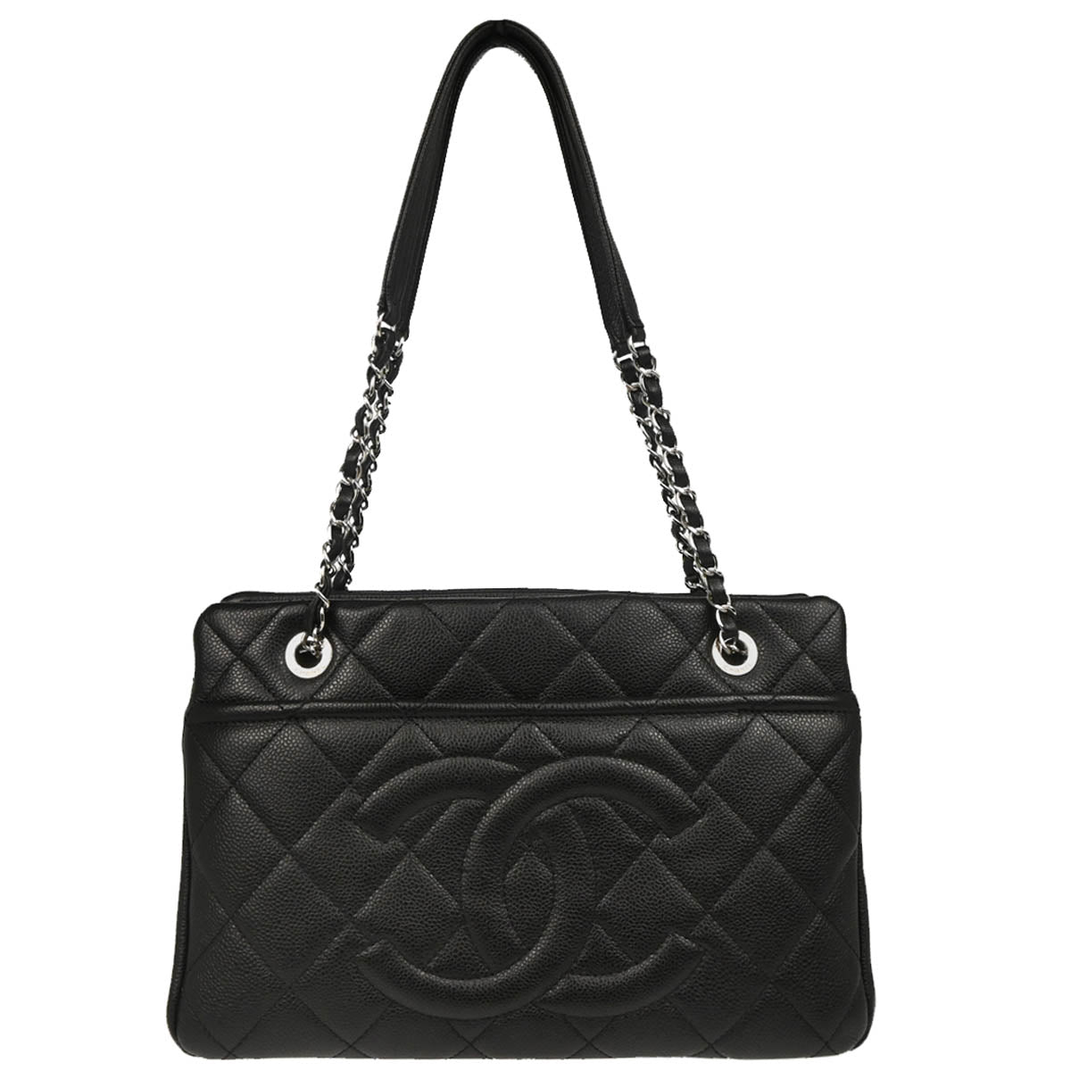 Chanel 2012-2013 Black Caviar Timeless CC Chain Tote Bag
