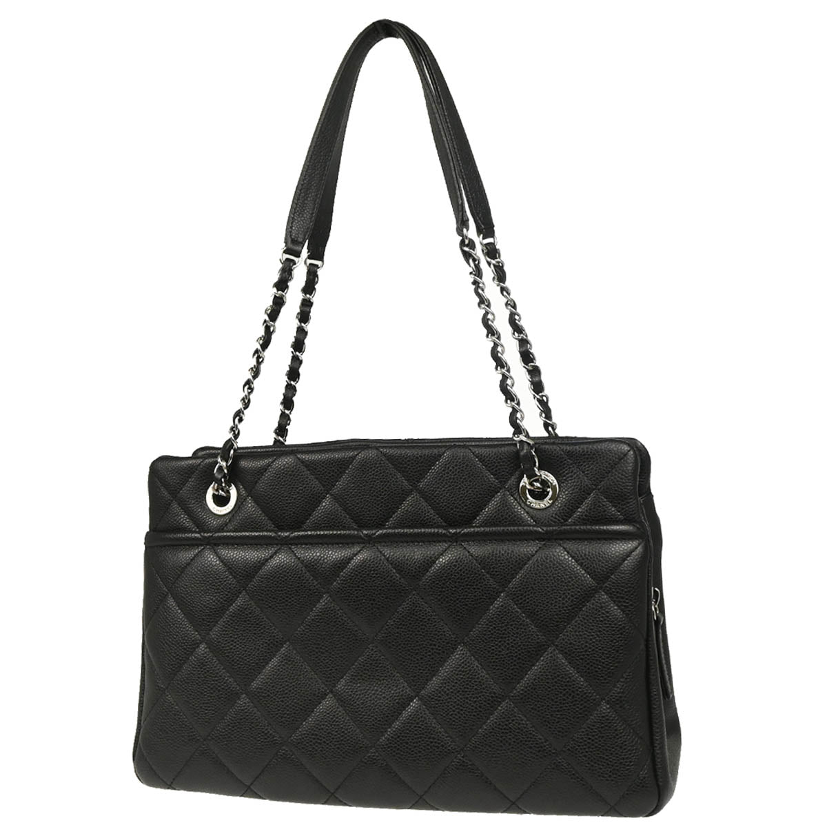Chanel 2012-2013 Black Caviar Timeless CC Chain Tote Bag