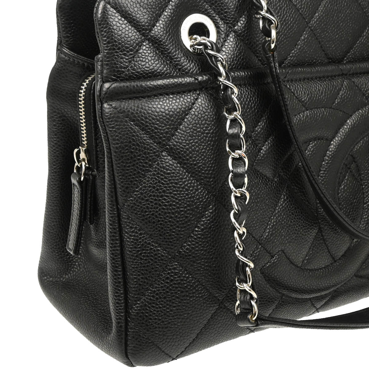 Chanel 2012-2013 Black Caviar Timeless CC Chain Tote Bag