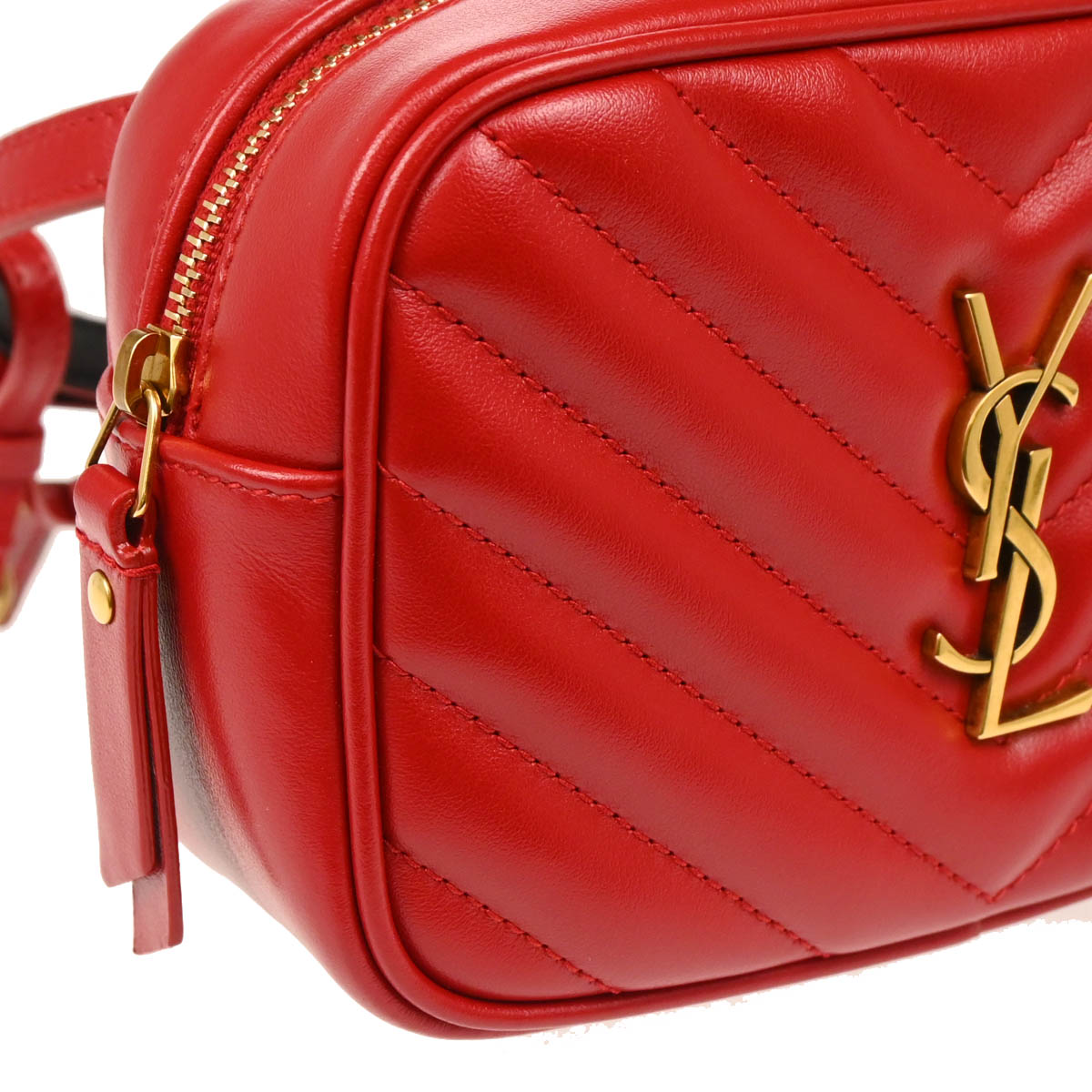 Saint Laurent Red Leather Waist Bum Bag