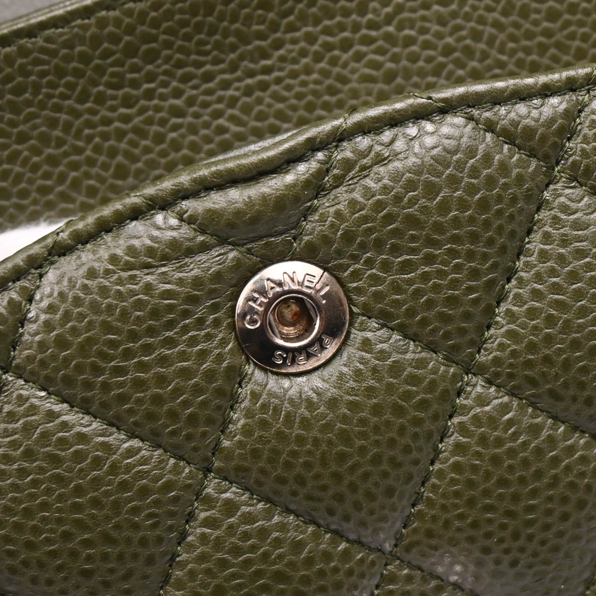 Chanel 2010-2011 Green Caviar Medium Classic Double Flap Shoulder Bag
