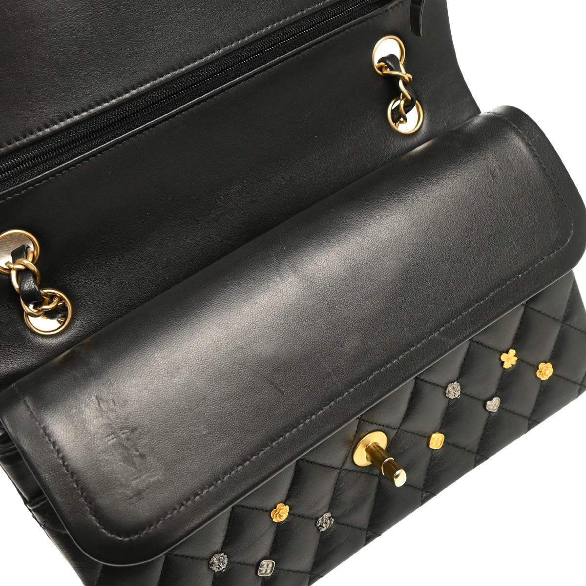 Chanel 2018-2019 Black Lambskin Medium Classic Double Flap Shoulder Bag