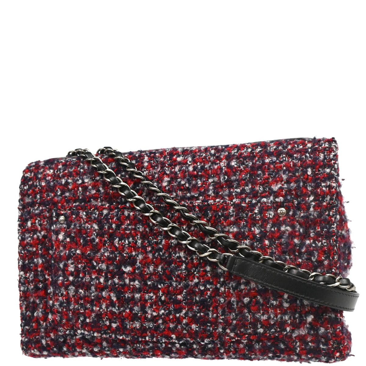 Chanel 2015-2016 Red Tweed Single Flap Shoulder Bag