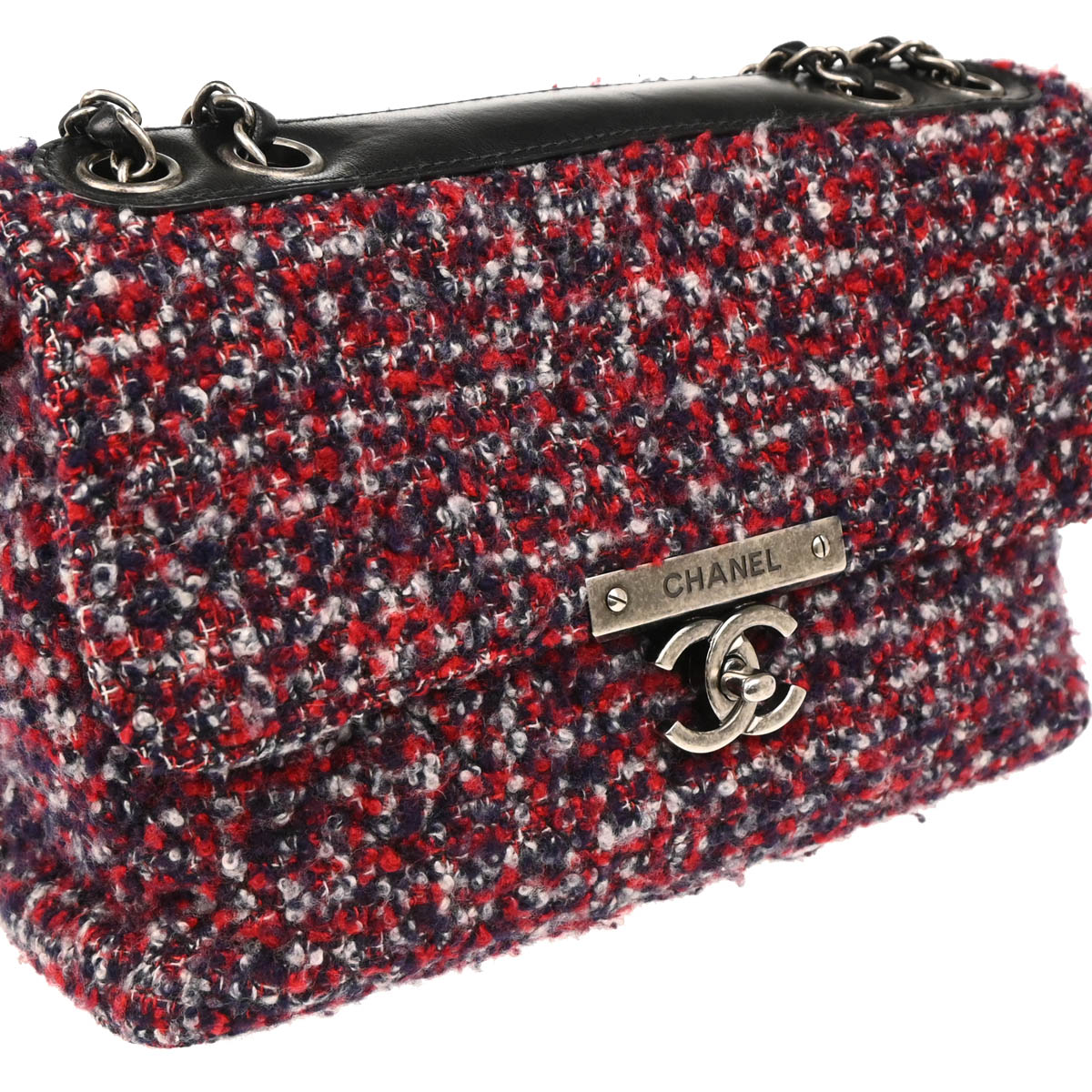 Chanel 2015-2016 Red Tweed Single Flap Shoulder Bag