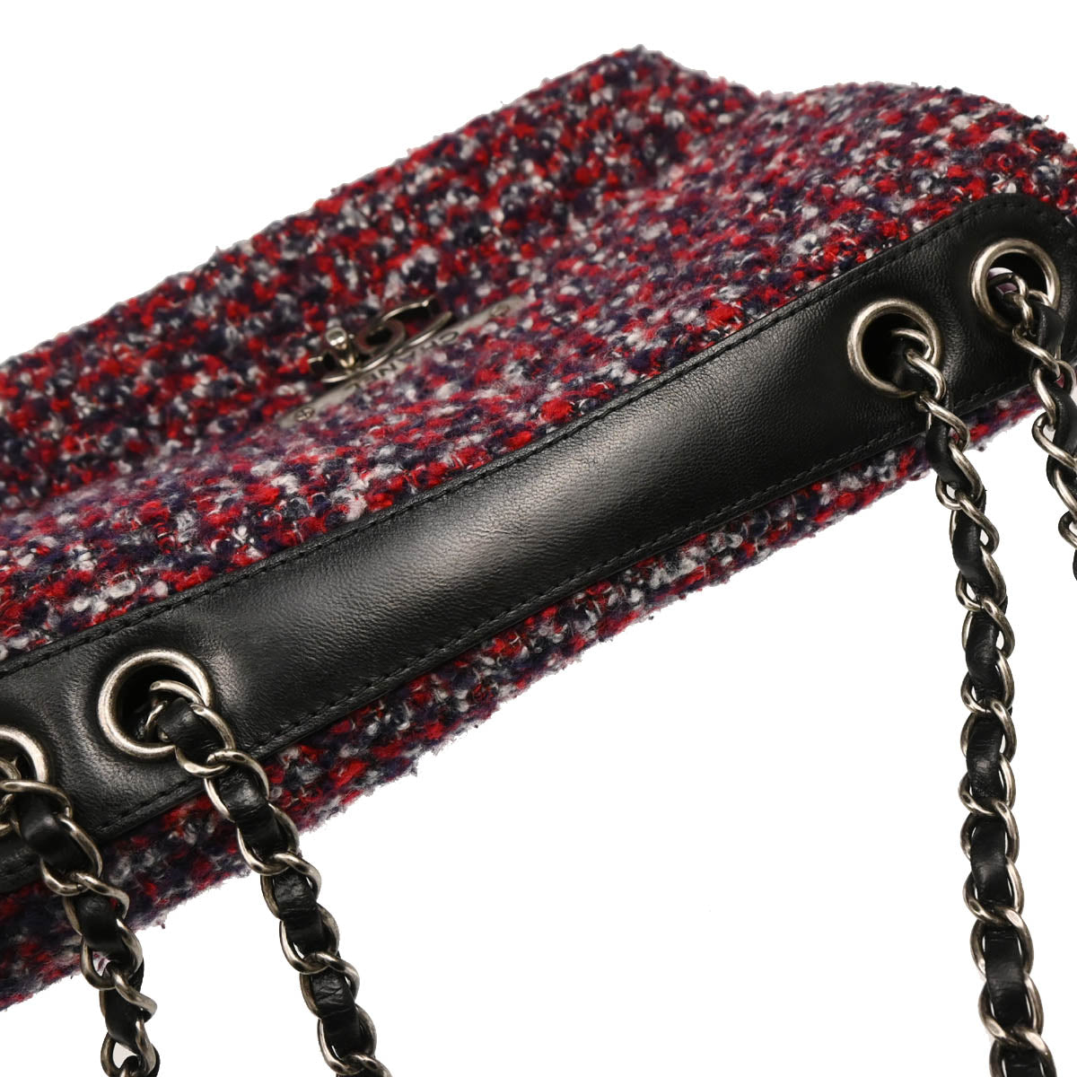 Chanel 2015-2016 Red Tweed Single Flap Shoulder Bag