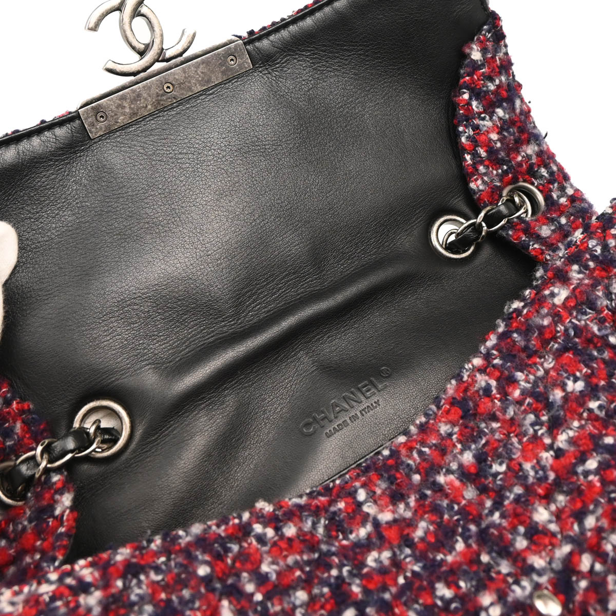Chanel 2015-2016 Red Tweed Single Flap Shoulder Bag