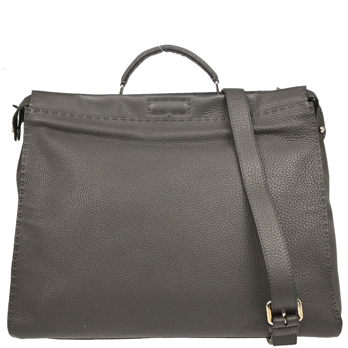 Fendi Gray Leather Peekaboo Fit 2way Shoulder Handbag