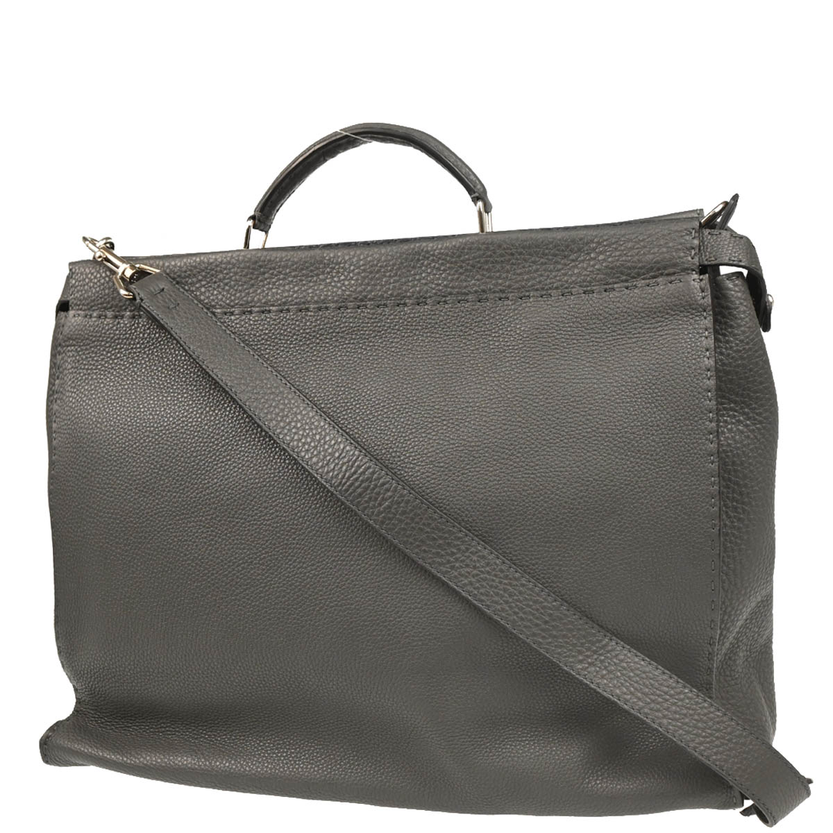 Fendi Gray Leather Peekaboo Fit 2way Shoulder Handbag