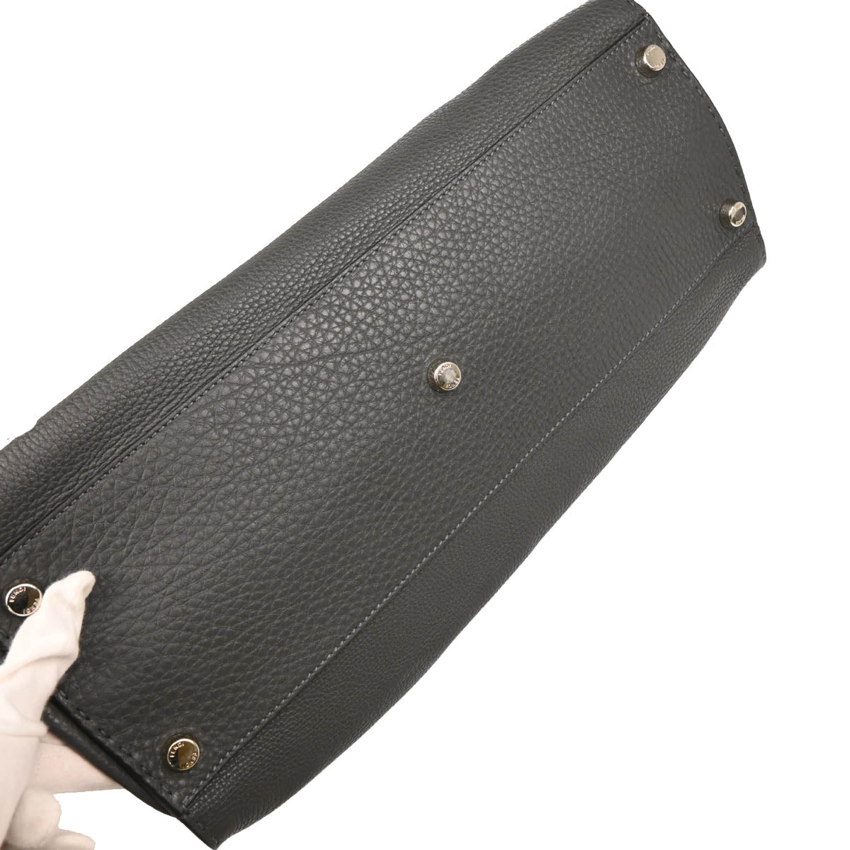 Fendi Gray Leather Peekaboo Fit 2way Shoulder Handbag