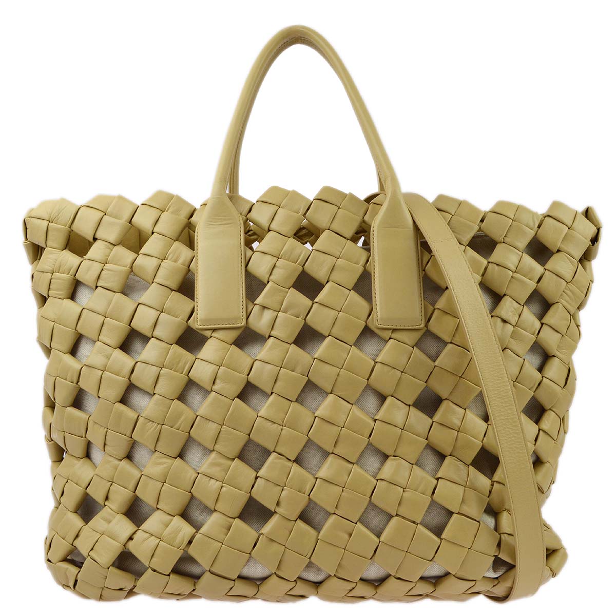 Bottega Veneta Beige Intrecciato 2way Tote Handbag