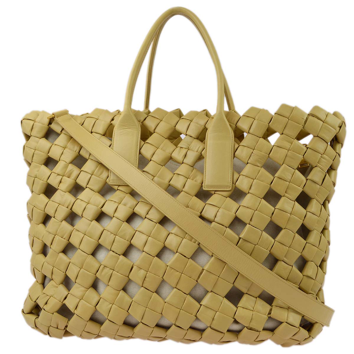 Bottega Veneta Beige Intrecciato 2way Tote Handbag