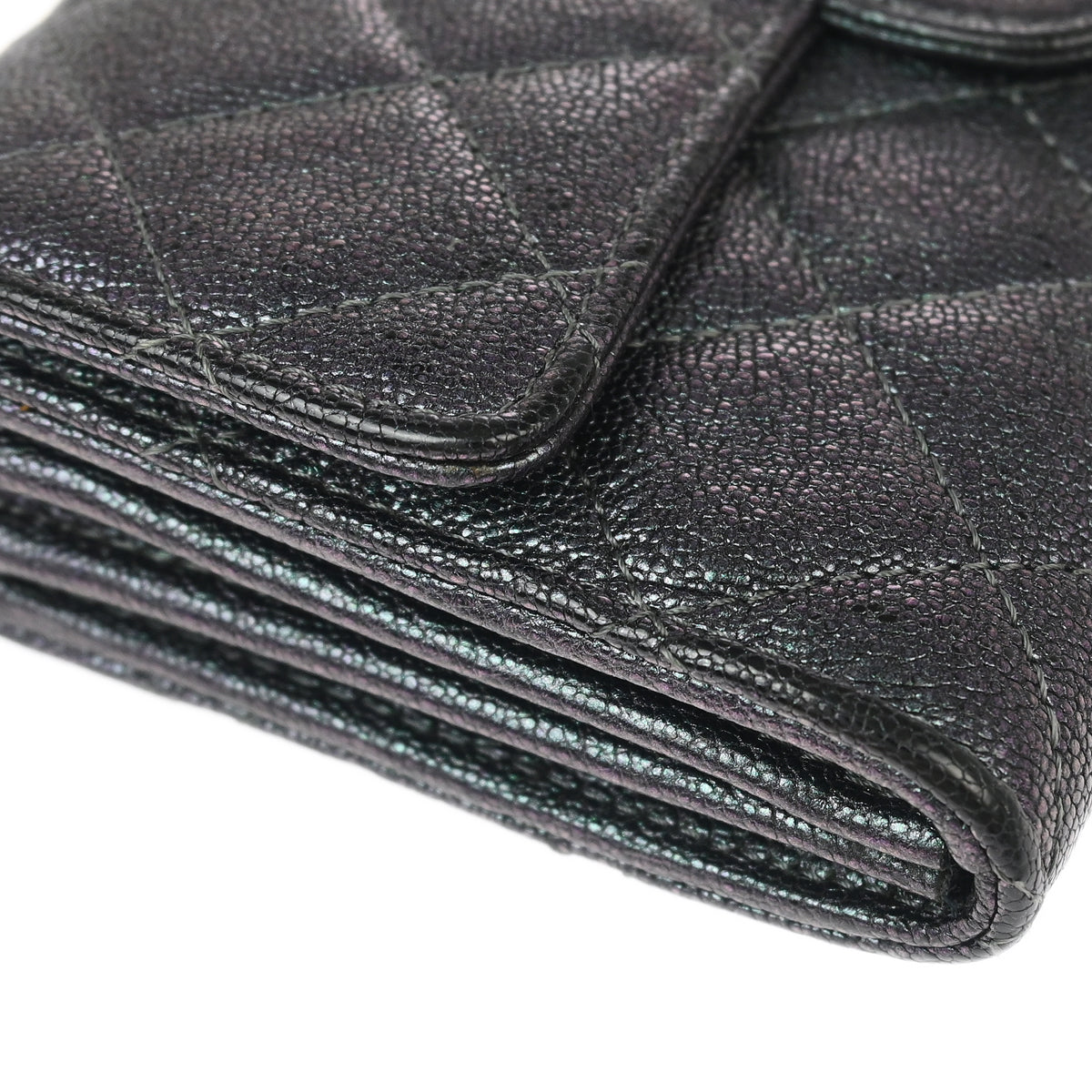 Chanel 2019 Metallic Black Caviar WOC Chain Shoulder Wallet Bag