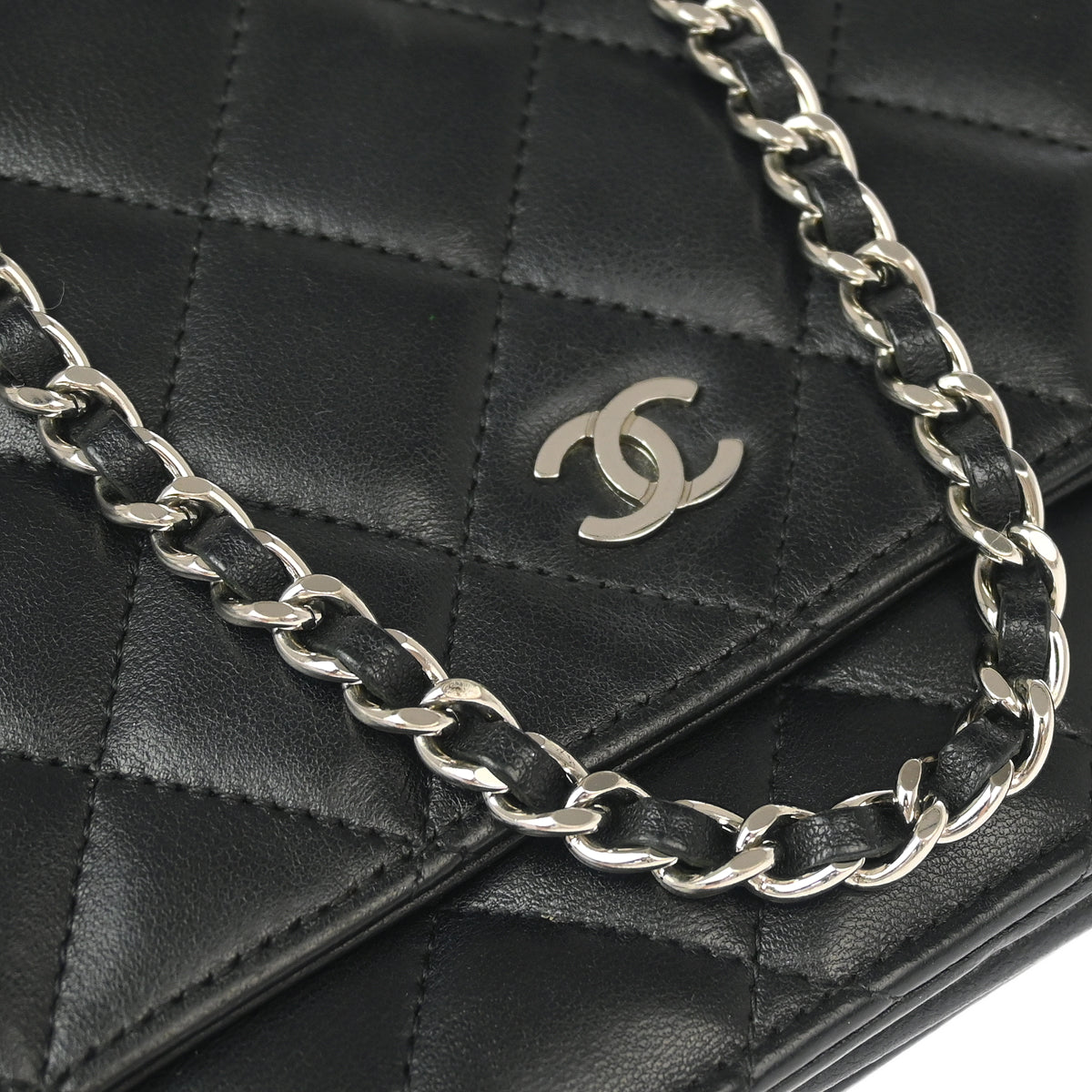 Chanel 2013-2014 Black Lambskin Classic WOC Shoulder Wallet Bag