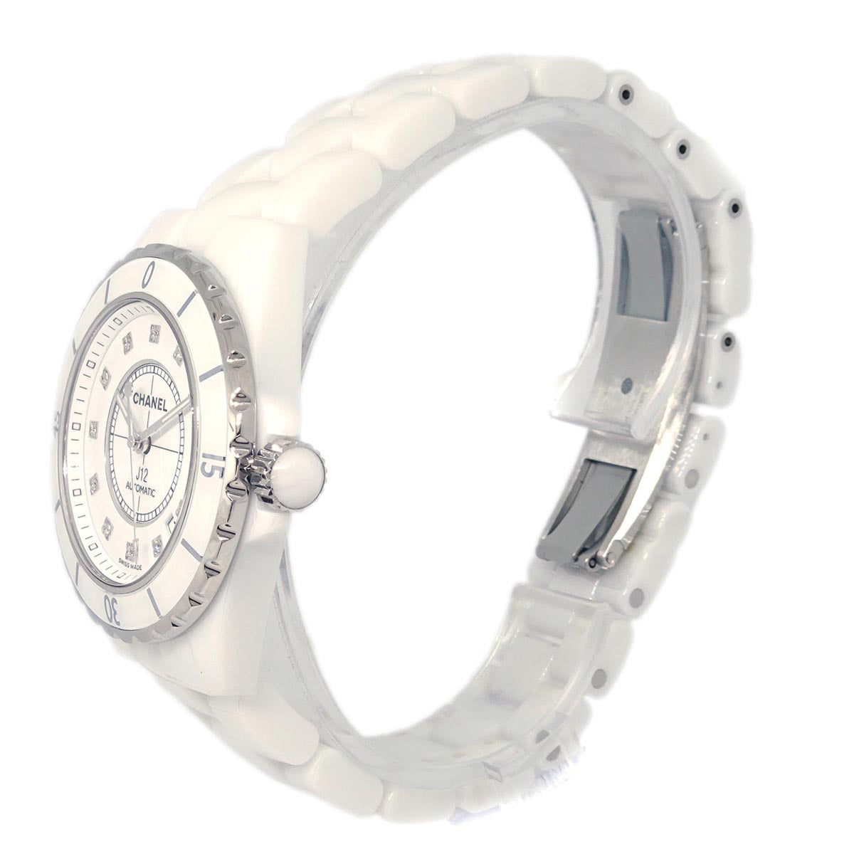 Chanel Ref.H1629 J12 39mm Self-winding Watch Ceramic SS Diamond