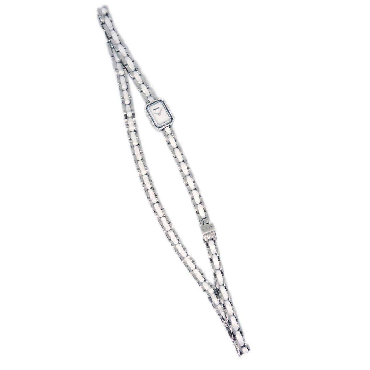 Chanel Premiere Triple Bracelet H3059 Quartz Watch Ceramic SS Diamond