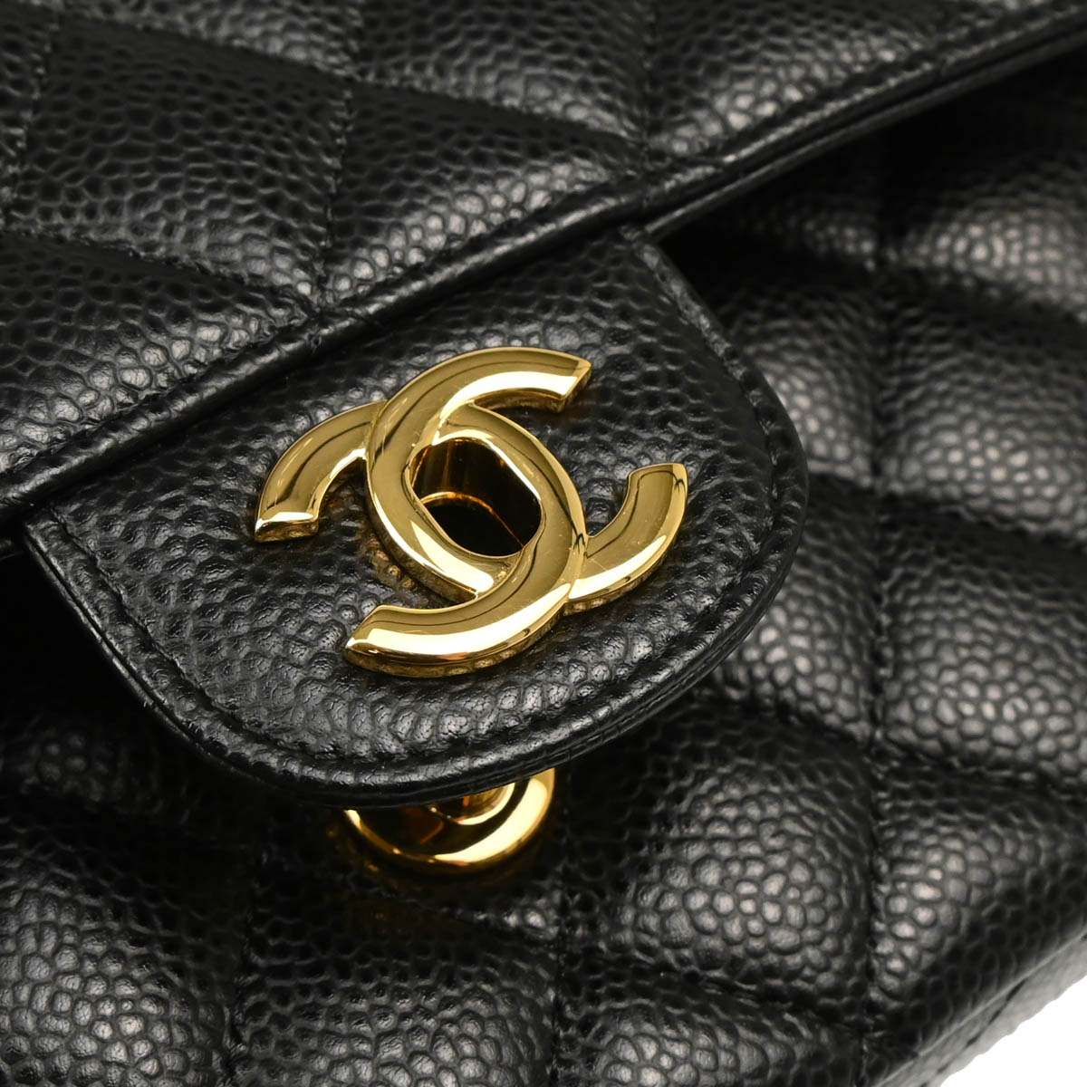Chanel 2018-2019 Black Caviar Medium Classic Double Flap Shoulder Bag