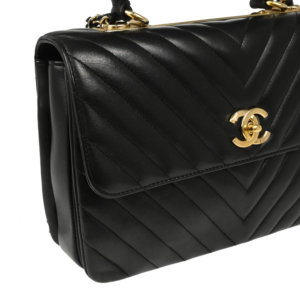 Chanel 2018 Black Lambskin Trendy Chevron 2way Shoulder Handbag