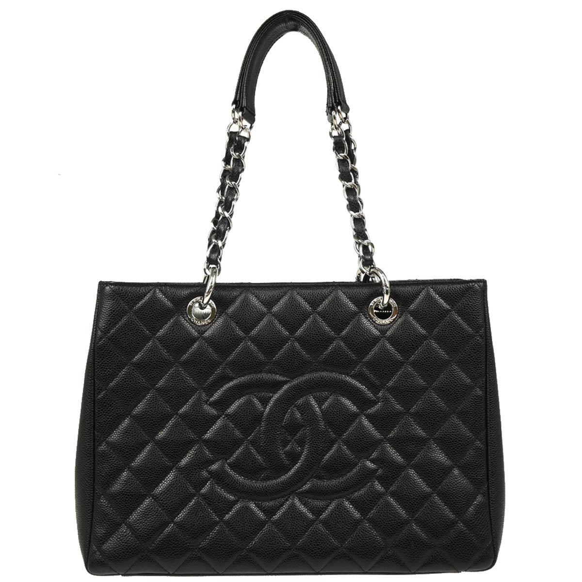 Chanel 2014 Black Caviar Grand Shopping Tote GST Handbag