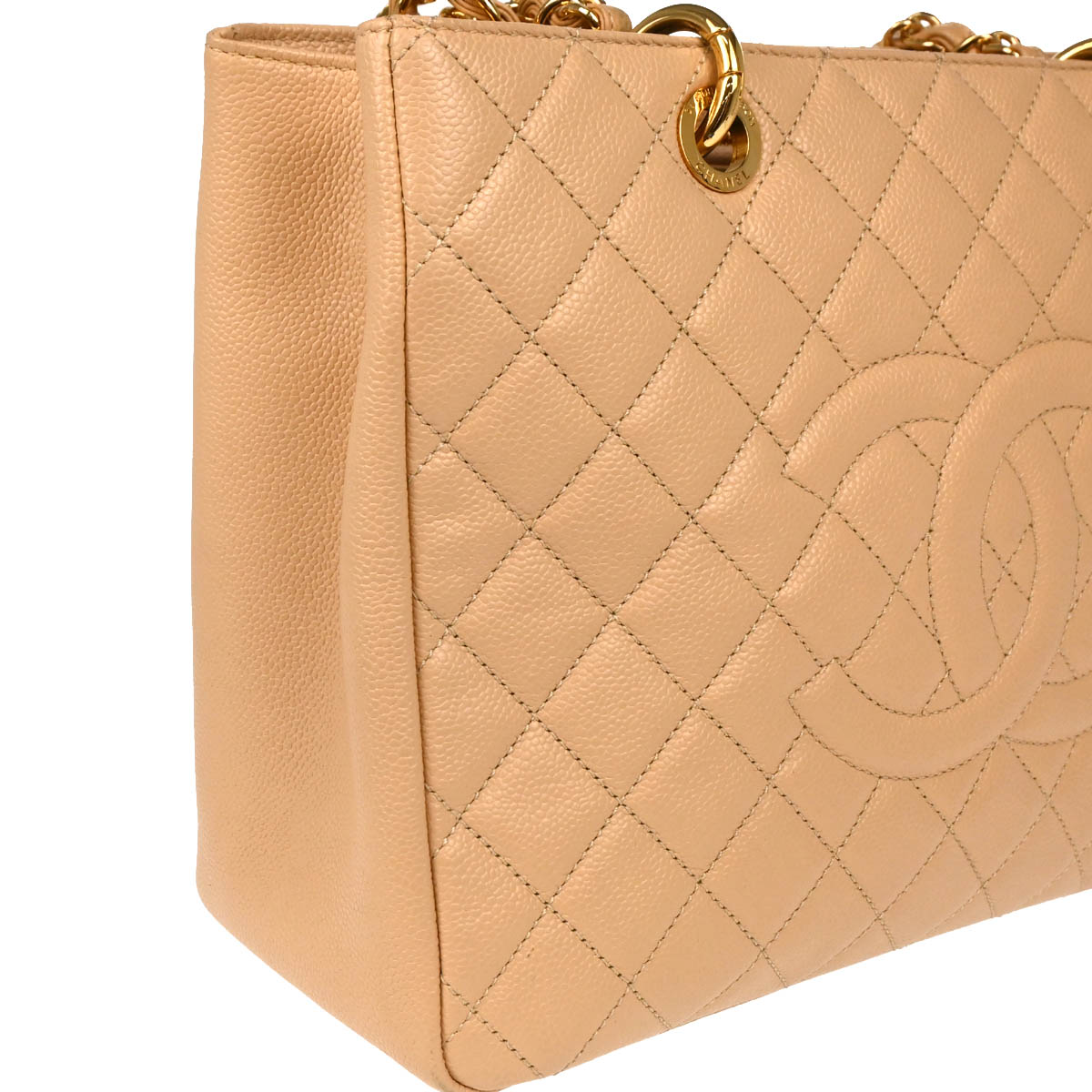 Chanel 2014 Beige Caviar Grand Shopping Tote GST Handbag