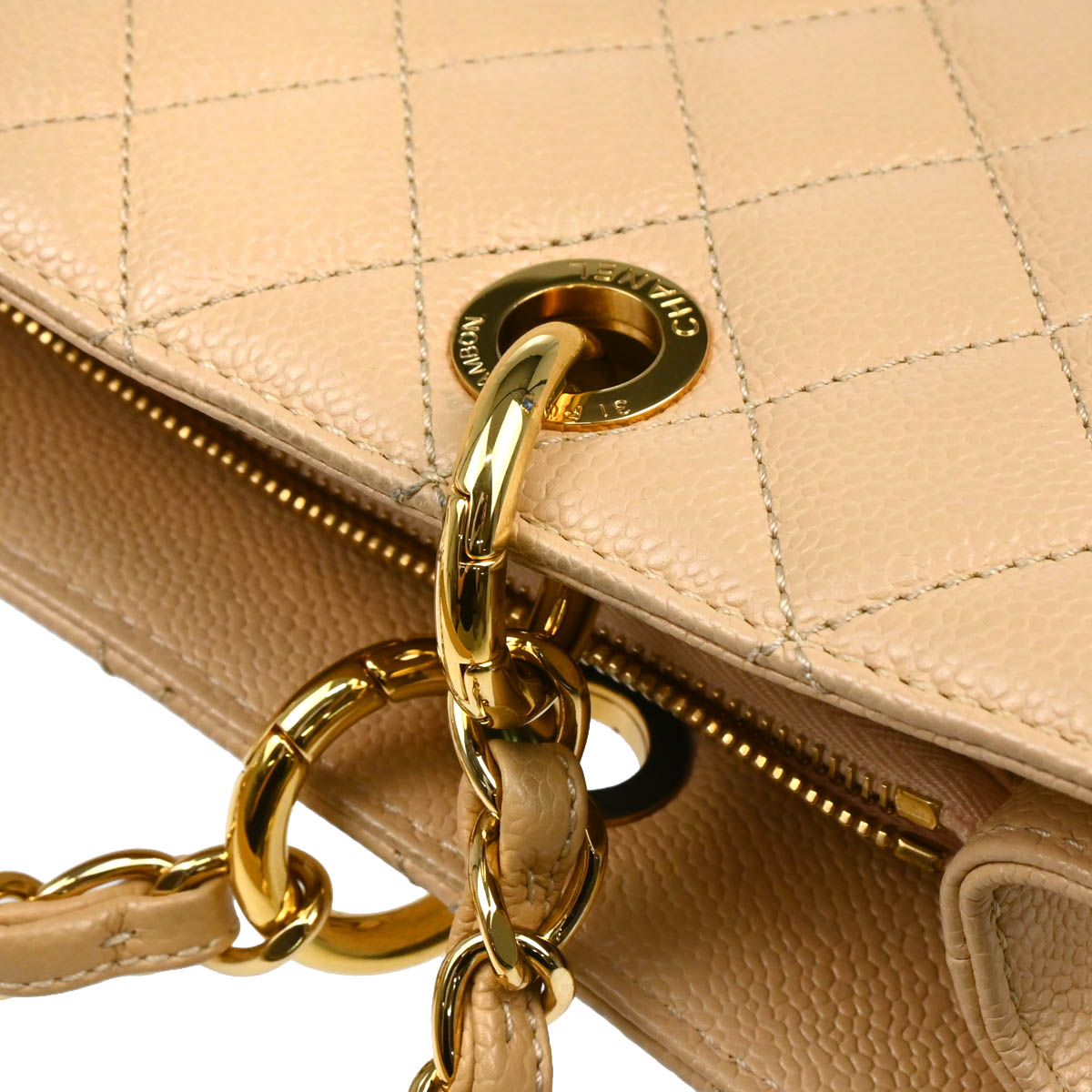 Chanel 2014 Beige Caviar Grand Shopping Tote GST Handbag