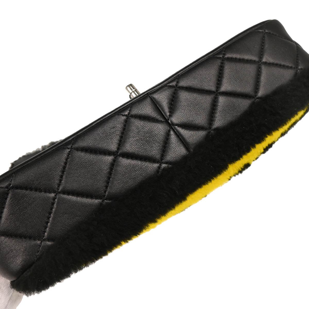 Chanel 2014-2015 Black Shearling Pop Art No.5 Full Flap Shoulder Bag