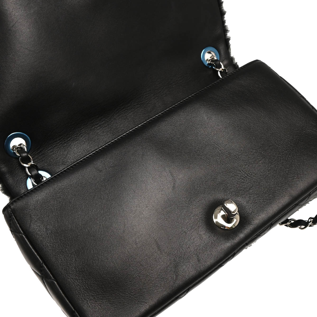 Chanel 2014-2015 Black Shearling Pop Art No.5 Full Flap Shoulder Bag