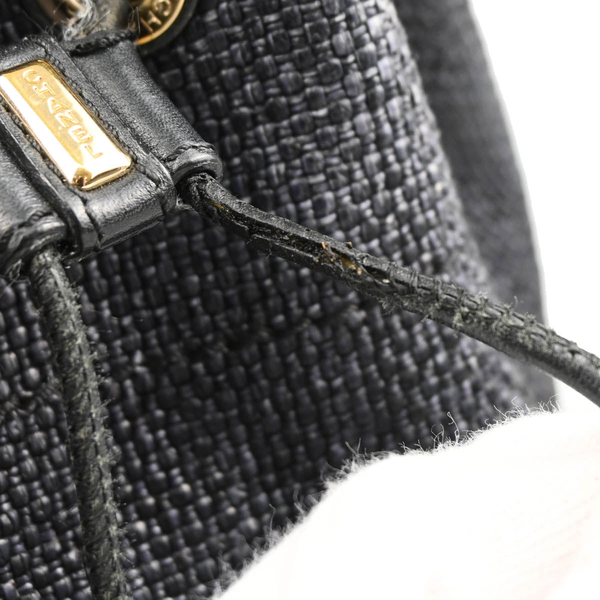 Chanel 2019 Black Straw Deauville Bucket Backpack