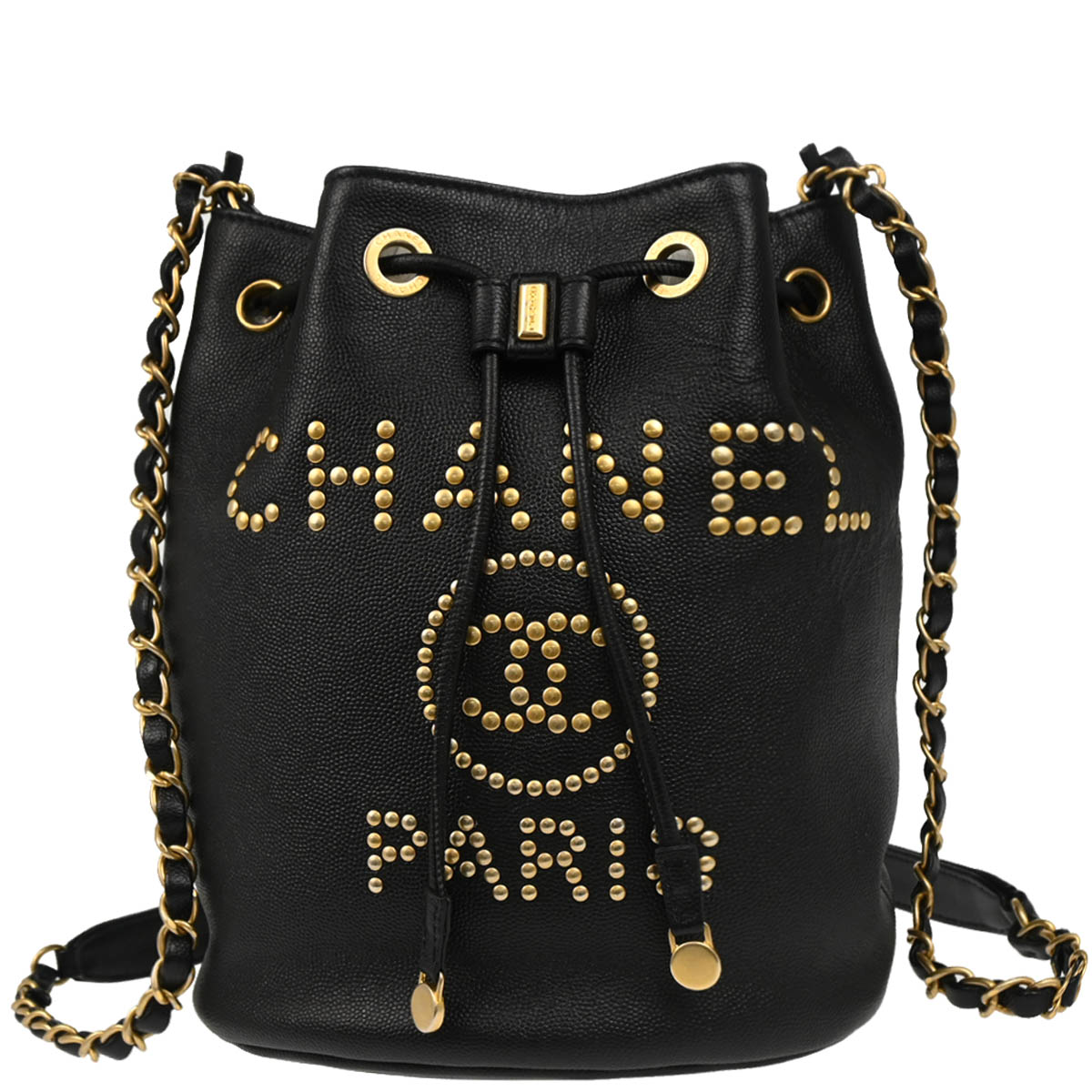 Chanel 2019 Black Caviar Deauville Bucket Bag