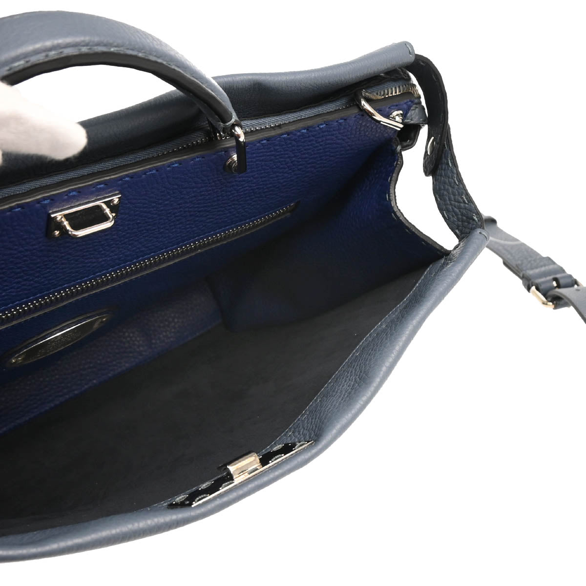 Fendi Blue Leather Peekaboo 2way Shoulder Handbag