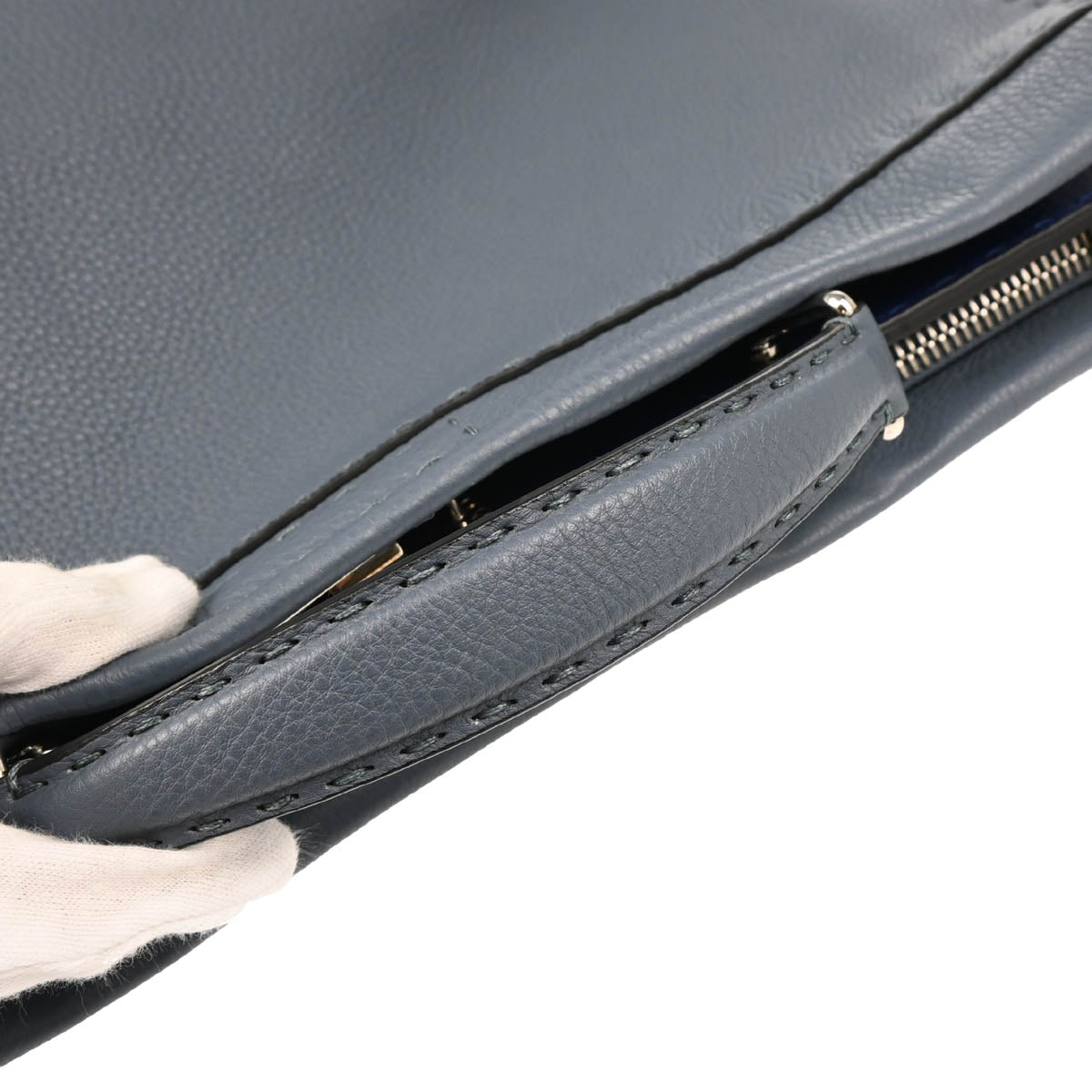 Fendi Blue Leather Peekaboo 2way Shoulder Handbag