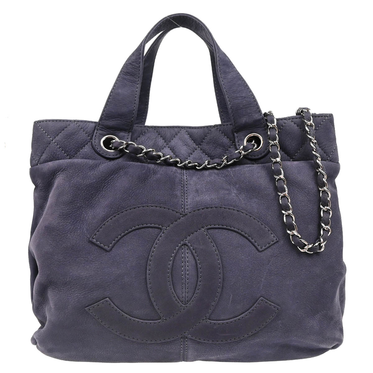 Chanel 2012-2013 Blue Gray Suede Trianon Tote Handbag