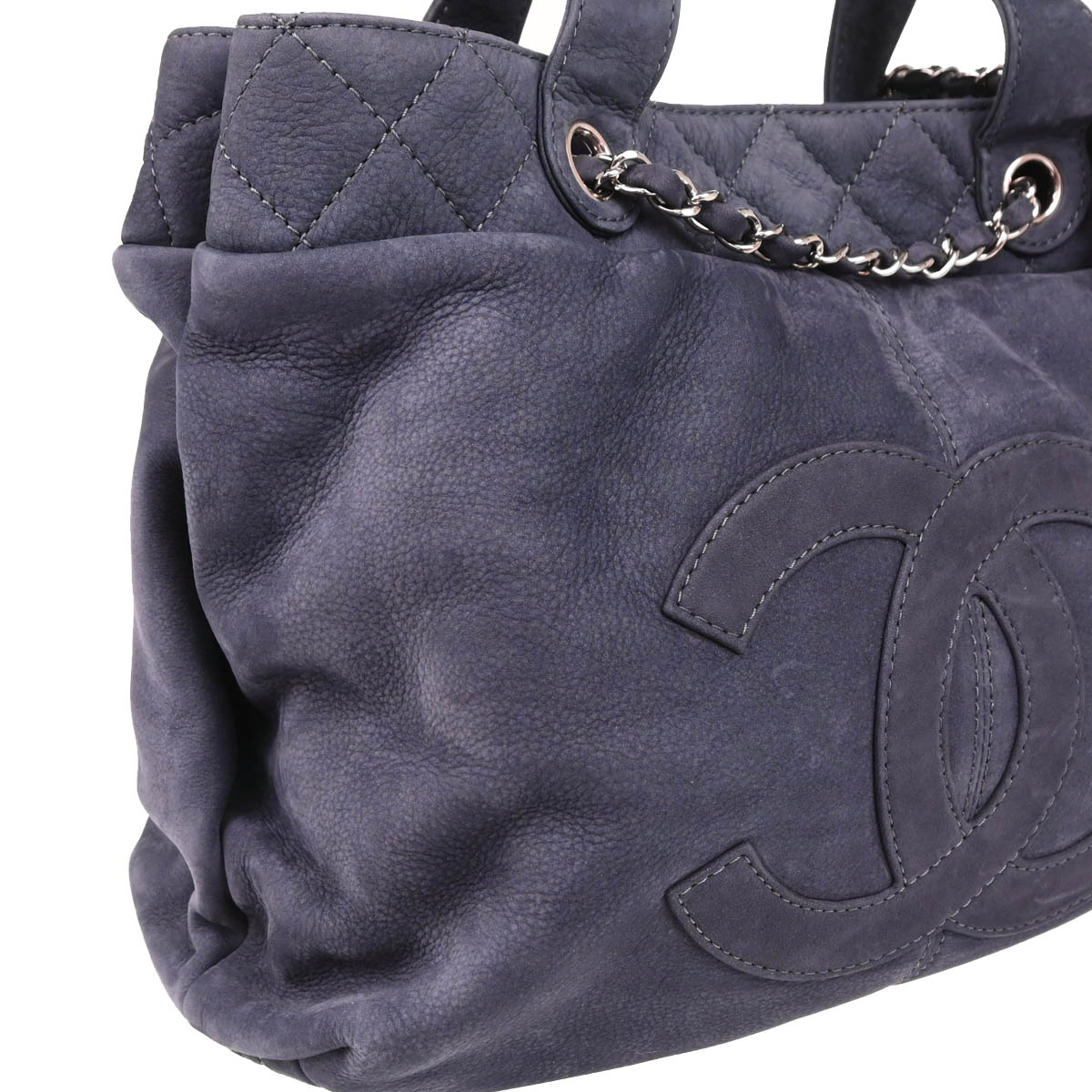 Chanel 2012-2013 Blue Gray Suede Trianon Tote Handbag