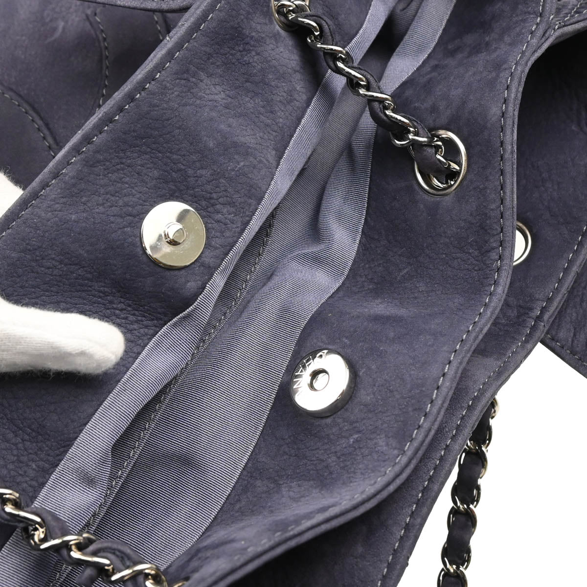 Chanel 2012-2013 Blue Gray Suede Trianon Tote Handbag