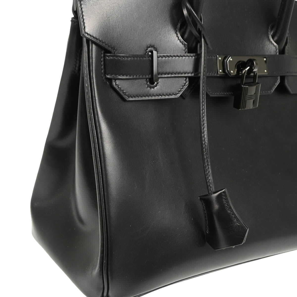Hermes 2011 So-Black Box Calf Birkin 30 Handbag