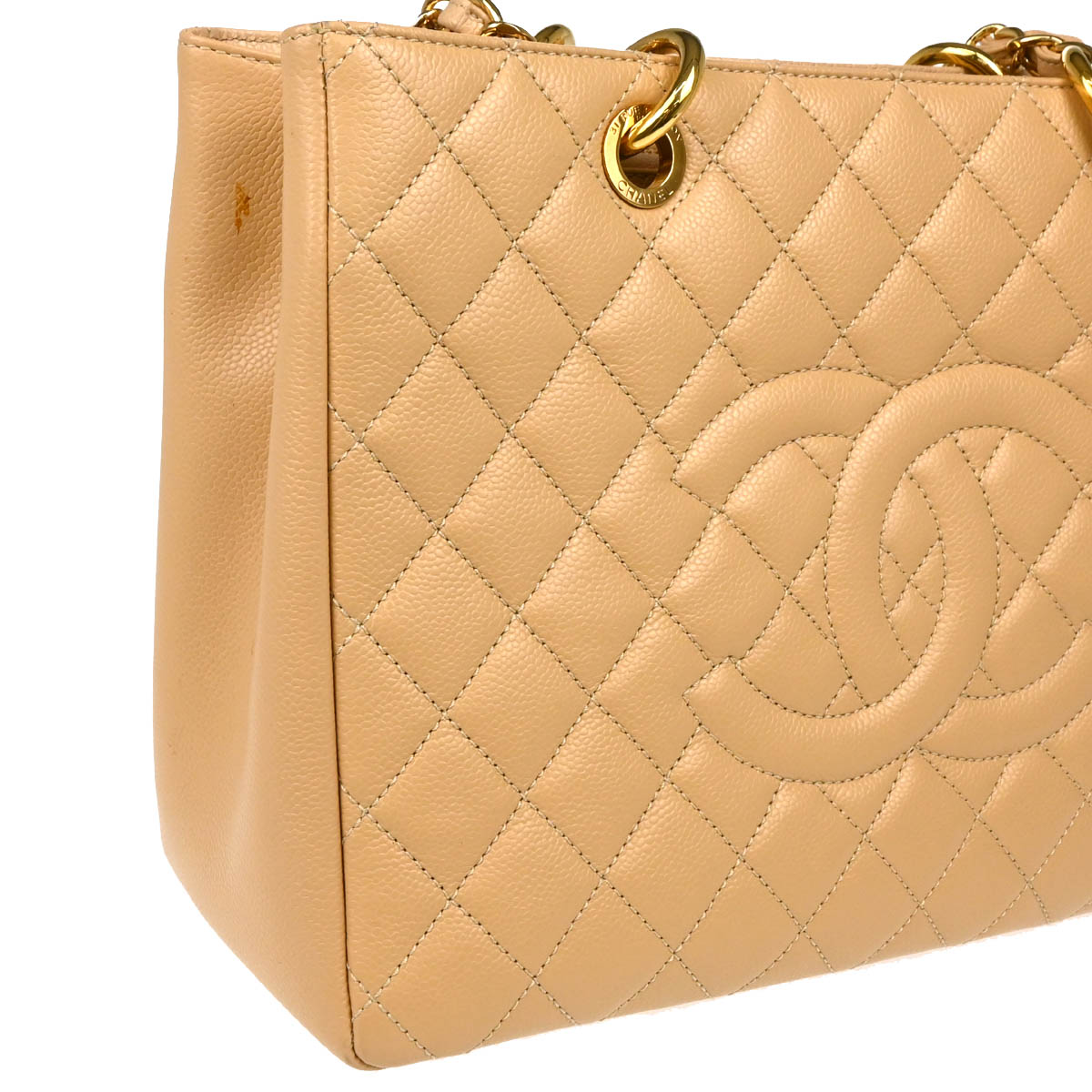 Chanel 2014-2015 Beige Caviar Grand Shopping Tote GST Handbag