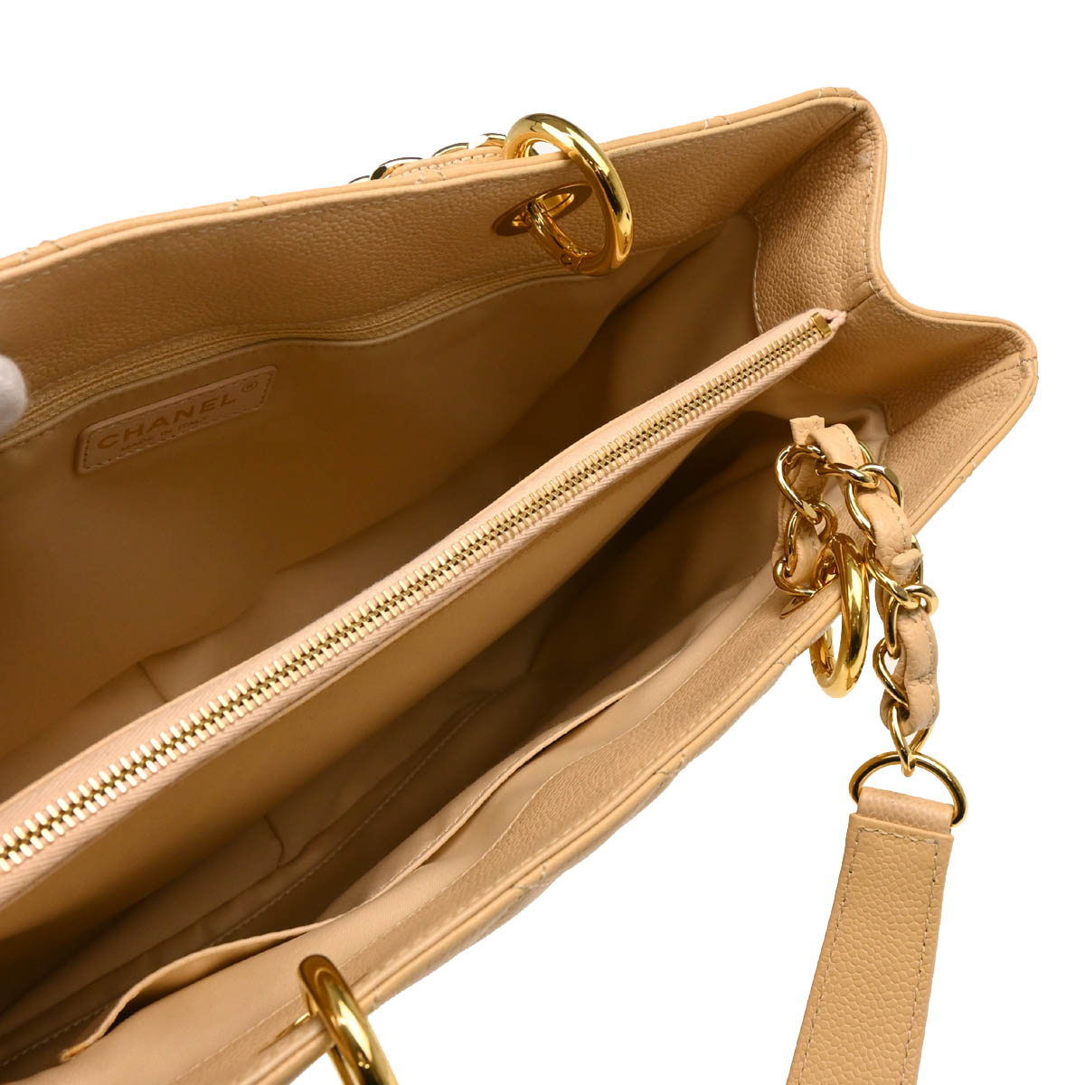 Chanel 2014-2015 Beige Caviar Grand Shopping Tote GST Handbag